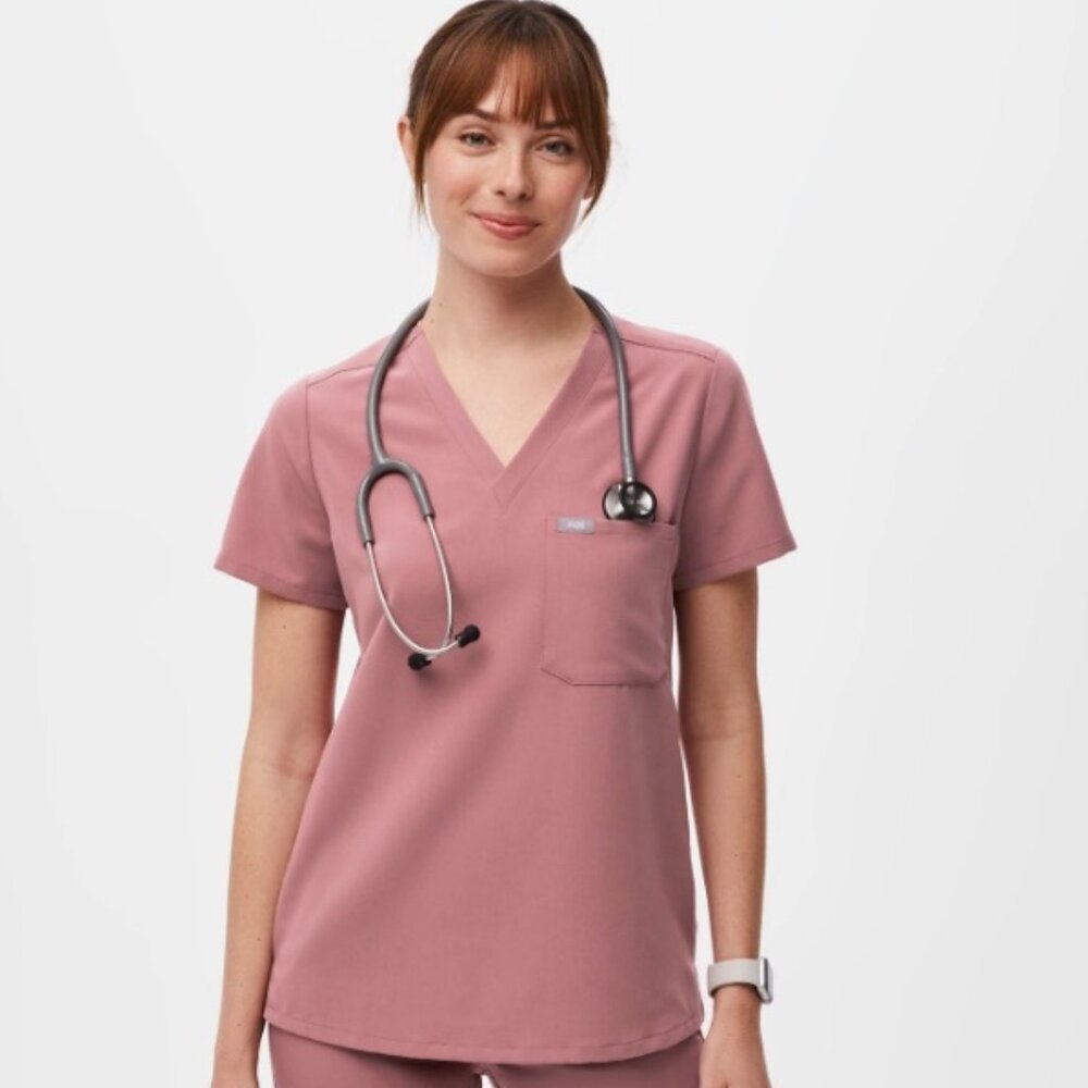 Figs Catarina One-Pocket Scrub Top - Mauve, S